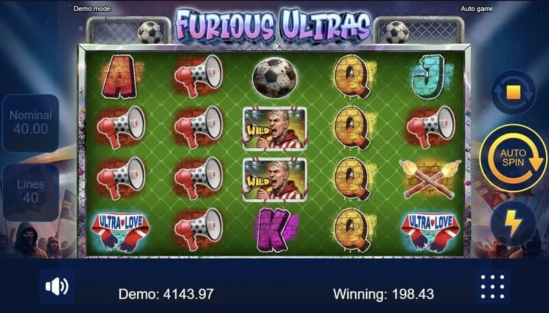 Furious Ultras - リール上のペイライン